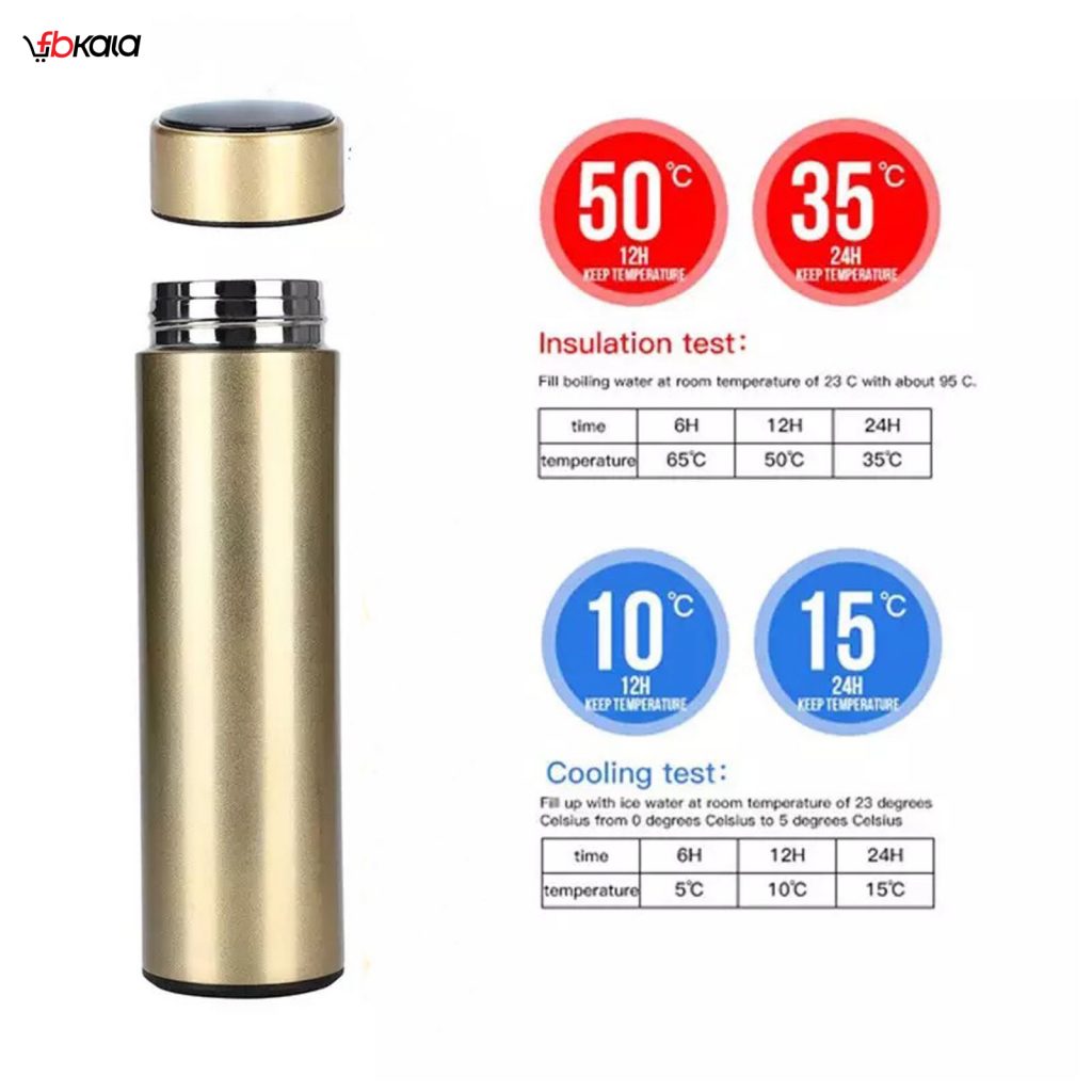 فلاسک استیل روکش سیلیکون نیم لیتری کد 1010-رنگ طلایی2