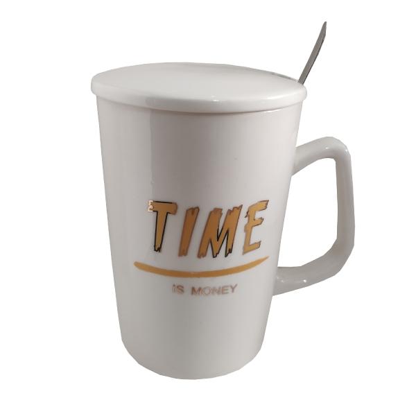 ماگ سرامیکی زیبا مدل Time کد 1030 رنگ سفید